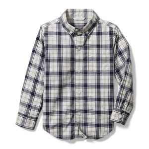 Janie and Jack Jet Ivory and Navy Plaid Poplin Shirt, 8 - NWT